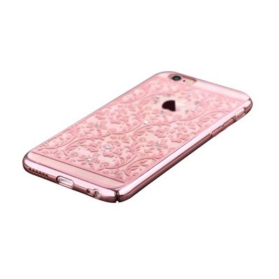 Apple iPhone 6 (6s) Devia Crystal Baroque Swarovski plastikinis skaidrus permatomas rožinis dėklas / Priedai.lt