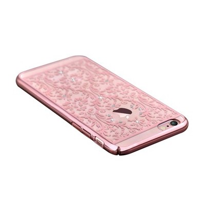 Apple iPhone 6 (6s) Devia Crystal Baroque Swarovski plastikinis skaidrus permatomas rožinis dėklas / Priedai.lt