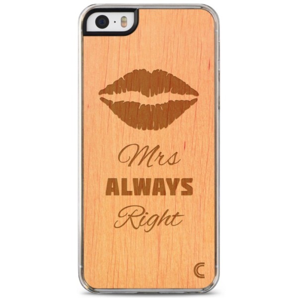 „Crafted Cover“ looduslik puit kaaned - Mrs Always Right (iPhone 5 / 5S / SE 2016)