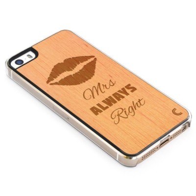 Apple iPhone SE (5, 5s) „Crafted Cover“ Mrs Always Right natūralaus medžio dėklas (šviesus medis, alksnis) / Priedai.lt