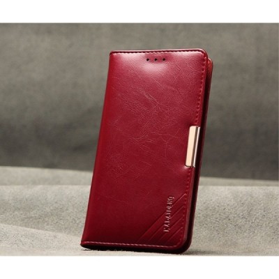 „Kalaideng“ Royale atverčiamas bordo odinis Samsung Galaxy S6 Edge (G925) dėklas / Priedai.lt
