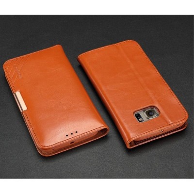 „Kalaideng“ Royale atverčiamas rudas odinis Samsung Galaxy S6 Edge (G925) dėklas / Priedai.lt