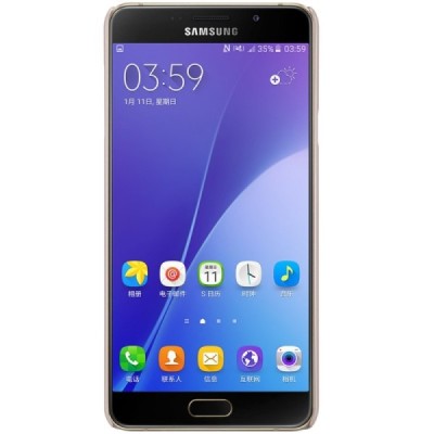 Samsung Galaxy A5 (2016) A510 Nillkin Frosted Shield auksinis plastikinis dėklas + apsauginė ekrano plėvelė / Priedai.lt