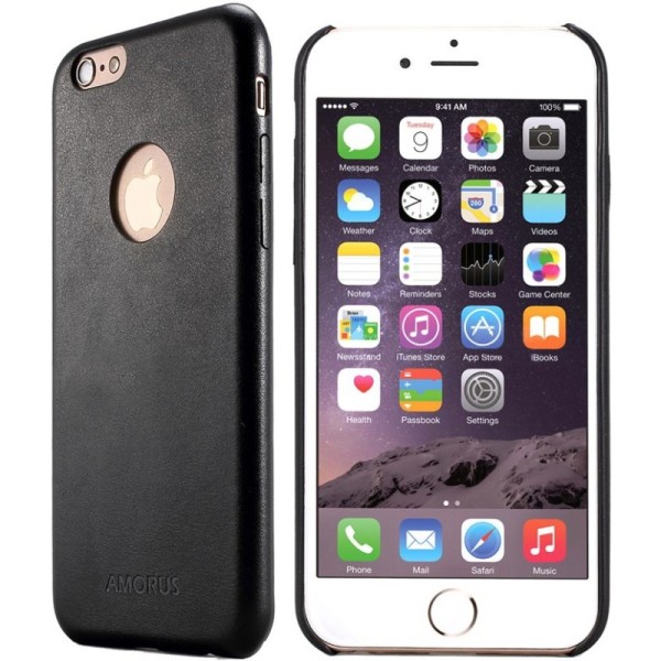 „Amorus“ Slim Leather kaaned - must (iPhone 6 Plus / 6s Plus)