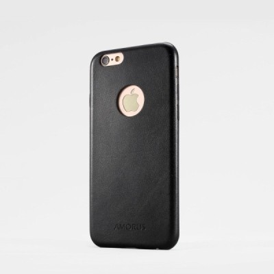 „Amorus“ Slim Leather Apple iPhone 6s Plus juodas odinis dėklas - nugarėlė / Priedai.lt