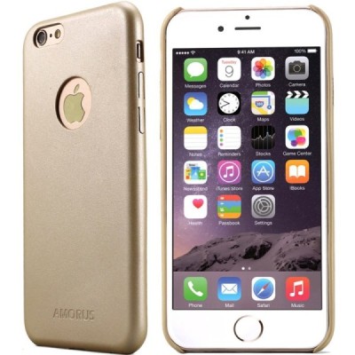 „Amorus“ Slim Leather Apple iPhone 6s Plus auksinis odinis dėklas - nugarėlė / Priedai.lt