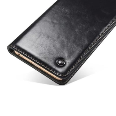 Apple iPhone 6 (6s) „CaseMe“ solidus atverčiamas juodas odinis dėklas - knygutė / Priedai.lt