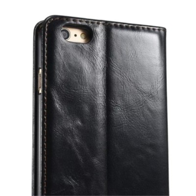 Apple iPhone 6 (6s) „CaseMe“ solidus atverčiamas juodas odinis dėklas - knygutė / Priedai.lt