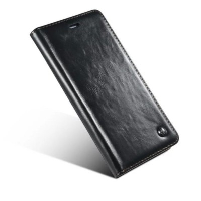 Apple iPhone 6 (6s) „CaseMe“ solidus atverčiamas juodas odinis dėklas - knygutė / Priedai.lt