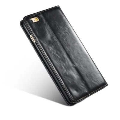 Apple iPhone 6 (6s) „CaseMe“ solidus atverčiamas juodas odinis dėklas - knygutė / Priedai.lt