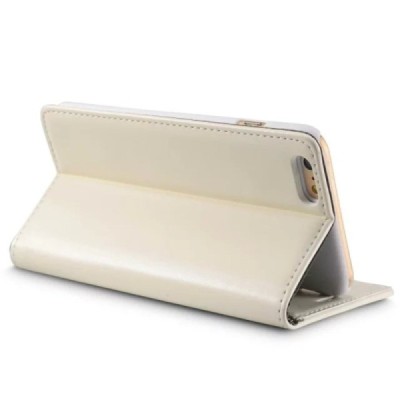 Apple iPhone 6 (6s) „CaseMe“ solidus atverčiamas baltas odinis dėklas - knygutė / Priedai.lt