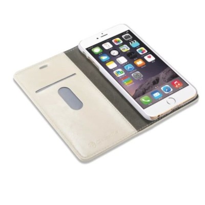 Apple iPhone 6 (6s) „CaseMe“ solidus atverčiamas baltas odinis dėklas - knygutė / Priedai.lt