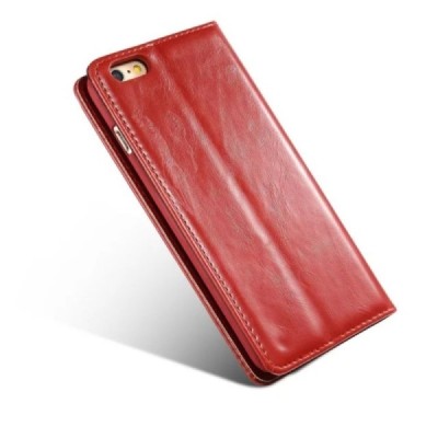 Apple iPhone 6 (6s) „CaseMe“ solidus atverčiamas raudonas odinis dėklas - knygutė / Priedai.lt