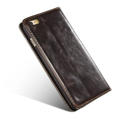 Apple iPhone 6 (6s) „CaseMe“ solidus atverčiamas rudas odinis dėklas - knygutė / Priedai.lt