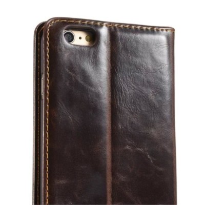 Apple iPhone 6 (6s) „CaseMe“ solidus atverčiamas rudas odinis dėklas - knygutė / Priedai.lt