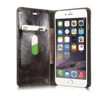 Apple iPhone 6 (6s) „CaseMe“ solidus atverčiamas rudas odinis dėklas - knygutė / Priedai.lt