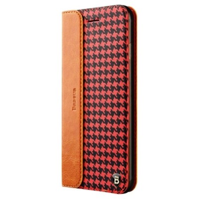 Apple iPhone 6 (6s) „Baseus“ Collocation solidus atverčiamas raštuotas odinis dėklas - knygutė (piniginė) - raudonas, juodas / P