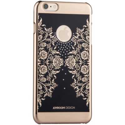 Apple iPhone 6 (6s) JOYROOM Flower plastikinis juodas (auksiniais apvadais) dėklas su kristalais / Priedai.lt