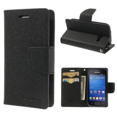 Samsung Galaxy Trend Lite (S7390) Mercury juodas atverčiamas dėklas - piniginė / Priedai.lt