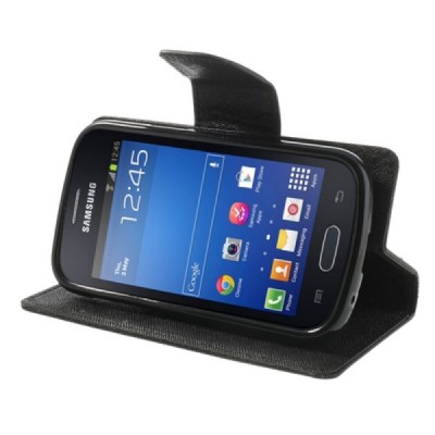 Samsung Galaxy Trend Lite (S7390) Mercury juodas atverčiamas dėklas - piniginė / Priedai.lt
