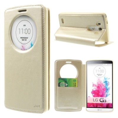 Roar Noble atverčiamas LG G3 D855 (D850, D851) auksinis odinis dėklas / Priedai.lt