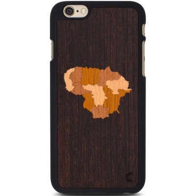 Apple iPhone 6 (6s) „Crafted Cover“ Lietuva natūralaus medžio dėklas (tamsus medis) / Priedai.lt