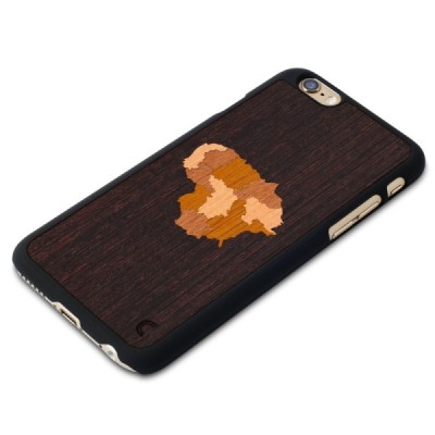 Apple iPhone 6 (6s) „Crafted Cover“ Lietuva natūralaus medžio dėklas (tamsus medis) / Priedai.lt
