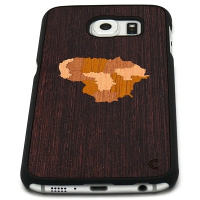 Samsung Galaxy S6 (G920) „Crafted Cover“ Lietuva natūralaus medžio dėklas (tamsus medis) / Priedai.lt
