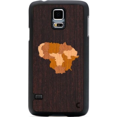 Samsung Galaxy S5 G900 (S5 Neo G903) „Crafted Cover“ Lietuva natūralaus medžio dėklas (tamsus medis) / Priedai.lt