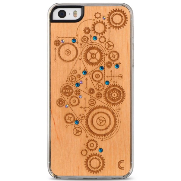 „Crafted Cover“ looduslik puit kaaned - Mechanizmas kristallidega (iPhone 5 / 5S / SE 2016)