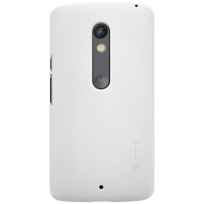 Motorola Moto X Play Nillkin Frosted Shield baltas plastikinis dėklas + apsauginė ekrano plėvelė / Priedai.lt