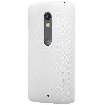 Motorola Moto X Play Nillkin Frosted Shield baltas plastikinis dėklas + apsauginė ekrano plėvelė / Priedai.lt