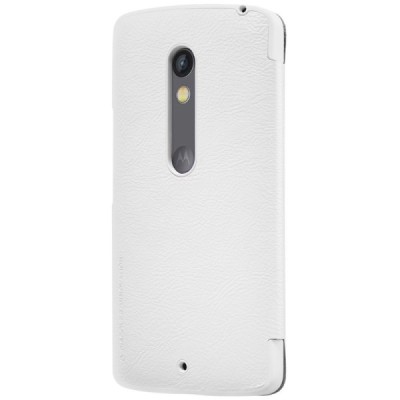 Prabangus „Nillkin“ Qin serijos baltas odinis atverčiamas Motorola Moto X Play dėklas / Priedai.lt