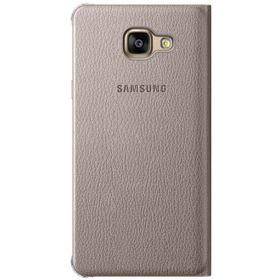 Samsung Galaxy A5 (2016) A510 originalus Flip Wallet Cover atverčiamas auksinis odinis dėklas - piniginė / Priedai.lt
