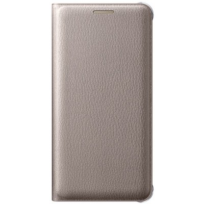 Samsung Galaxy A3 (2016) A310 originalus Flip Wallet Cover EF-WA310 atverčiamas auksinis odinis dėklas - piniginė / Priedai.lt