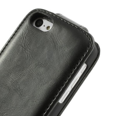 Odinis atverčiamas (vertikaliai) juodas Apple iPhone 5C dėklas (dėkliukas) / Priedai.lt