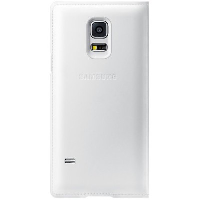 Samsung Galaxy S5 mini (G800) S View Cover atverčiamas baltas odinis dėklas - knygutė (EF-CG800b) / Priedai.lt