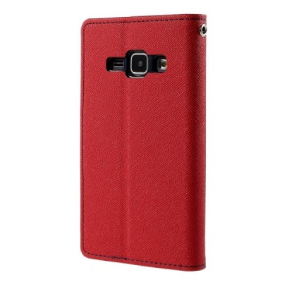 Samsung Galaxy J1 (J100) Mercury raudonas atverčiamas dėklas - piniginė / Priedai.lt