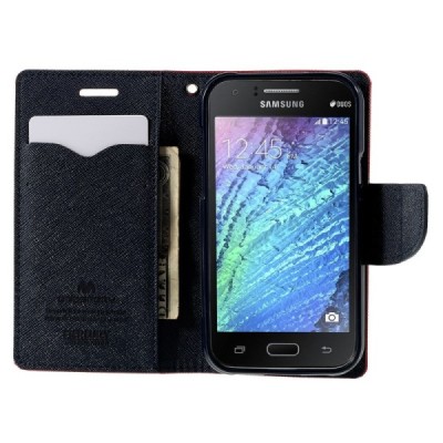 Samsung Galaxy J1 (J100) Mercury raudonas atverčiamas dėklas - piniginė / Priedai.lt