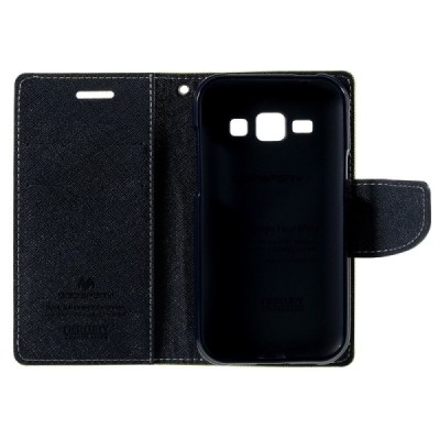 Samsung Galaxy J1 (J100) Mercury žalias atverčiamas dėklas - piniginė / Priedai.lt