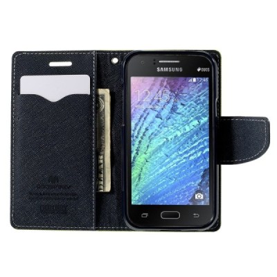 Samsung Galaxy J1 (J100) Mercury žalias atverčiamas dėklas - piniginė / Priedai.lt