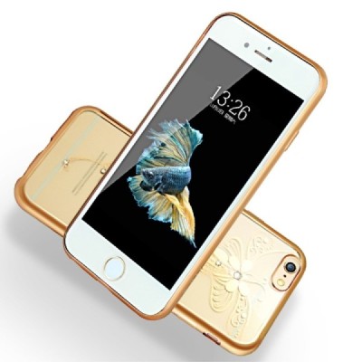 Apple iPhone 6 (6s) „JLW“ Butterfly elegantiškas silikoninis TPU dėklas su auksiniais apvadais / Priedai.lt