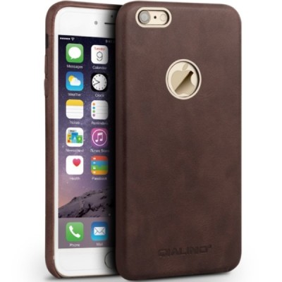 „QIALINO“ Slim Leather Apple iPhone 6s tamsiai rudas odinis dėklas - nugarėlė / Priedai.lt