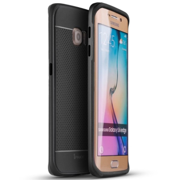 „IPAKY“ Kõva silikoon (TPU) kaaned - must / hall (Galaxy S6 Edge)