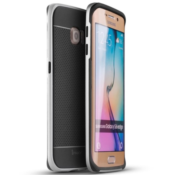 „IPAKY“ Kõva silikoon (TPU) kaaned - must / hõbedane (Galaxy S6 Edge)