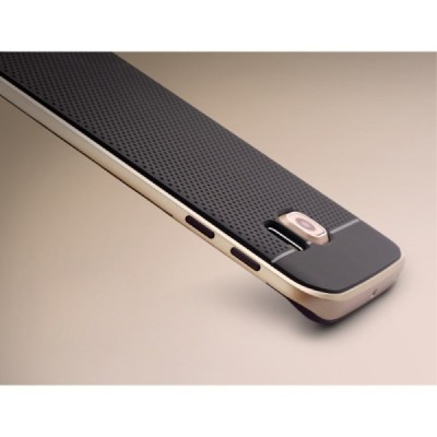 Samsung Galaxy S6 Edge G925 „IPAKY“ kieto silikono TPU juodas (auksiniais apvadais) dėklas - nugarėlė / Priedai.lt