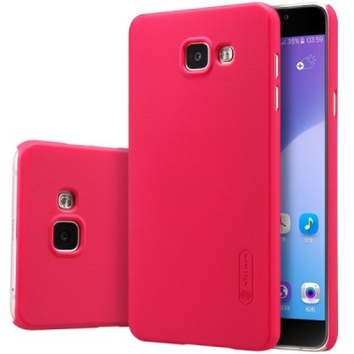 Samsung Galaxy J5 Nillkin Frosted Shield raudonas plastikinis dėklas + apsauginė ekrano plėvelė / Priedai.lt