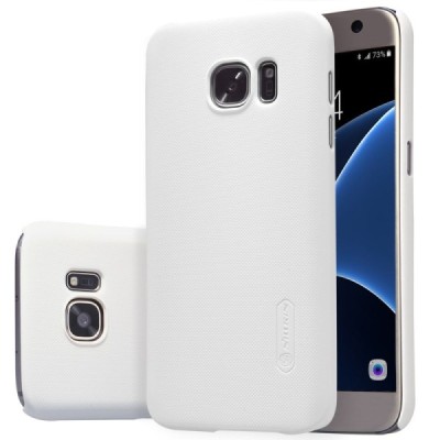 Samsung Galaxy S7 (G930) Nillkin Frosted Shield baltas plastikinis dėklas + apsauginė ekrano plėvelė / Priedai.lt