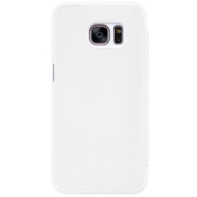 Prabangus „Nillkin“ Qin serijos baltas odinis atverčiamas Samsung Galaxy S7 (G930) dėklas / Priedai.lt