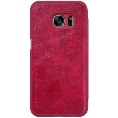 Prabangus „Nillkin“ Qin serijos raudonas odinis atverčiamas Samsung Galaxy S7 (G930) dėklas / Priedai.lt